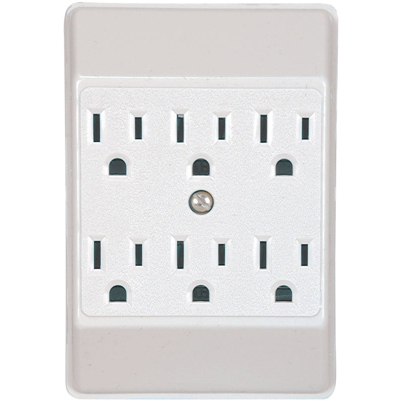 Eaton Wiring Devices C1146W-SP Grounded Wire Tap, 15 A, 2-Pole, 6-Outlet, White