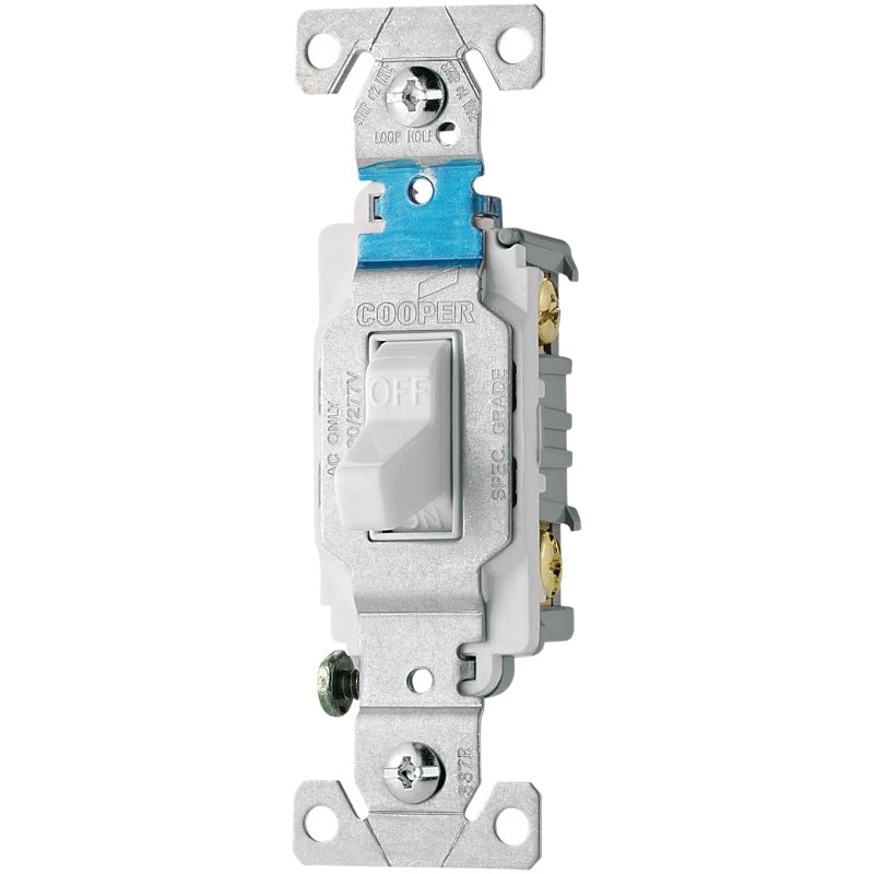 Eaton Wiring Devices CS215W Series Toggle Switch, White, 15 A, 120/277 V, Screw Terminal, 2-Pole, Nylon Housing Material