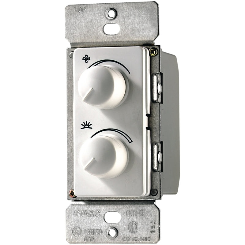 Eaton Wiring Devices RDC25-W-K Fan/Light Control, 1-Pole, 2.5 A, 120 V, White
