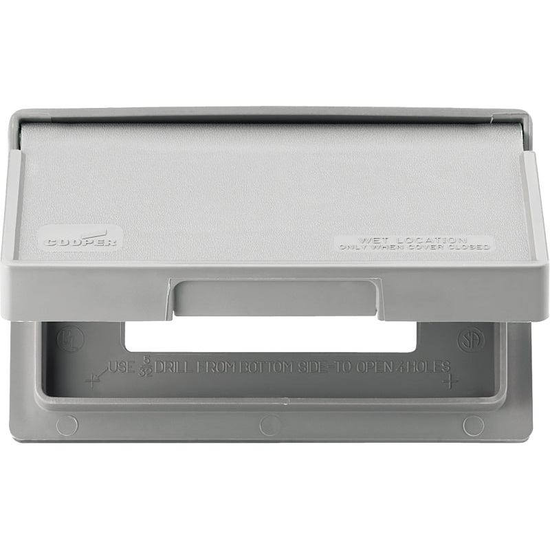 Eaton Wiring Devices S3966 Cover, 7 in L, 4-1/2 in W, Rectangular, Thermoplastic, Gray, Electro-Plated