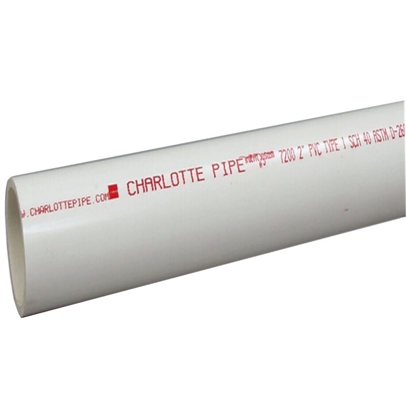 Charlotte Pipe PVC 07400 0600 Pipe, 4 in, 10 ft L, SCH 40 Schedule, PVC, White