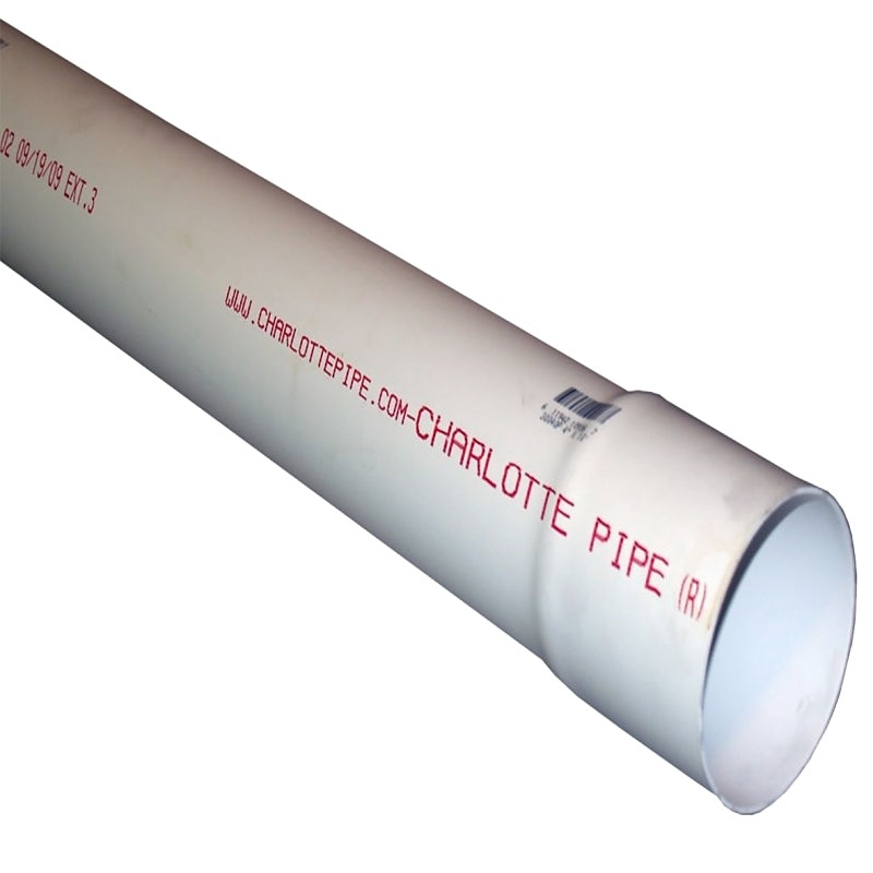 Charlotte Pipe PVC 30030 0600 Sewer and Drain Pipe, 3 in, 10 ft L, PVC, White