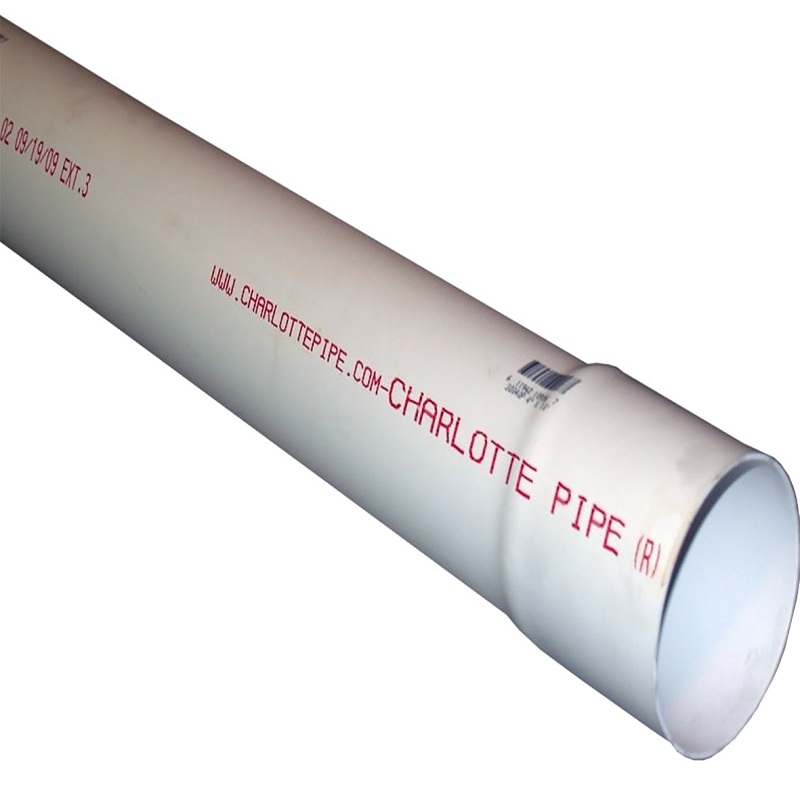 Charlotte Pipe PVC 30040 0600 Sewer and Drain Pipe, 4 in, 10 ft L, PVC, White