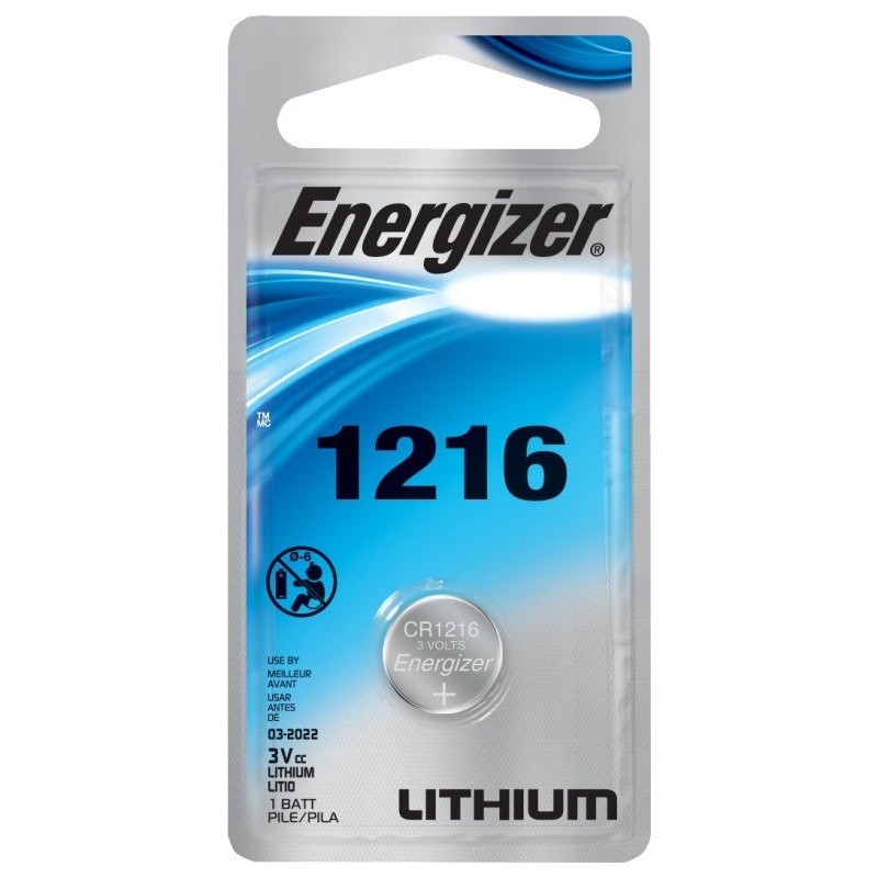Energizer ECR1216BP Coin Cell Battery, 3 V Battery, 25 mAh, CR1216 Battery, Lithium, Manganese Dioxide, Pack of 6