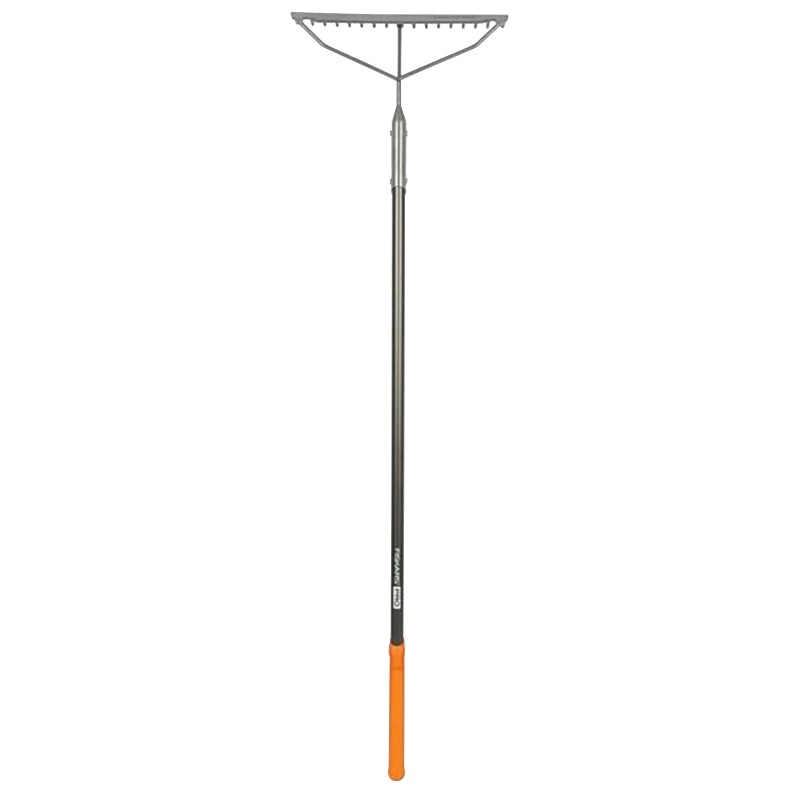 Fiskars 397940-1001 Pro Garden Rake, 6 in L Head, 17 in W Head, 17-Tine, Metal Tine, Steel Head, 60 in L Handle