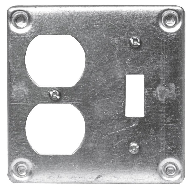 HUBBELL 8375BAR Device Box Cover, 4 in L, 4 in W, Square, Metal