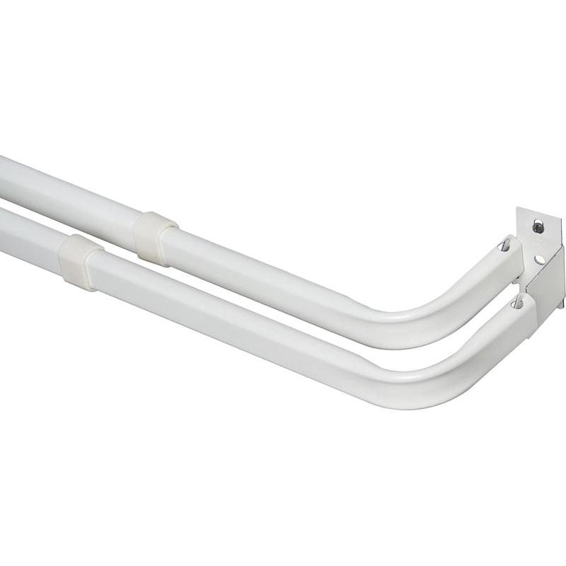 Kenney KN522 Curtain Rod, 2 in Dia, 48 to 86 in L, Steel, White