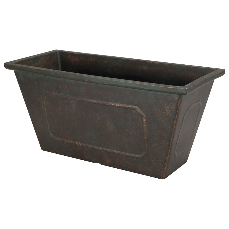 Landscapers Select PT-S049 Planter, 8.75 in H, 19 in W, 8 in D, Rectangle, Resin, Black, Metallic, Pack of 6