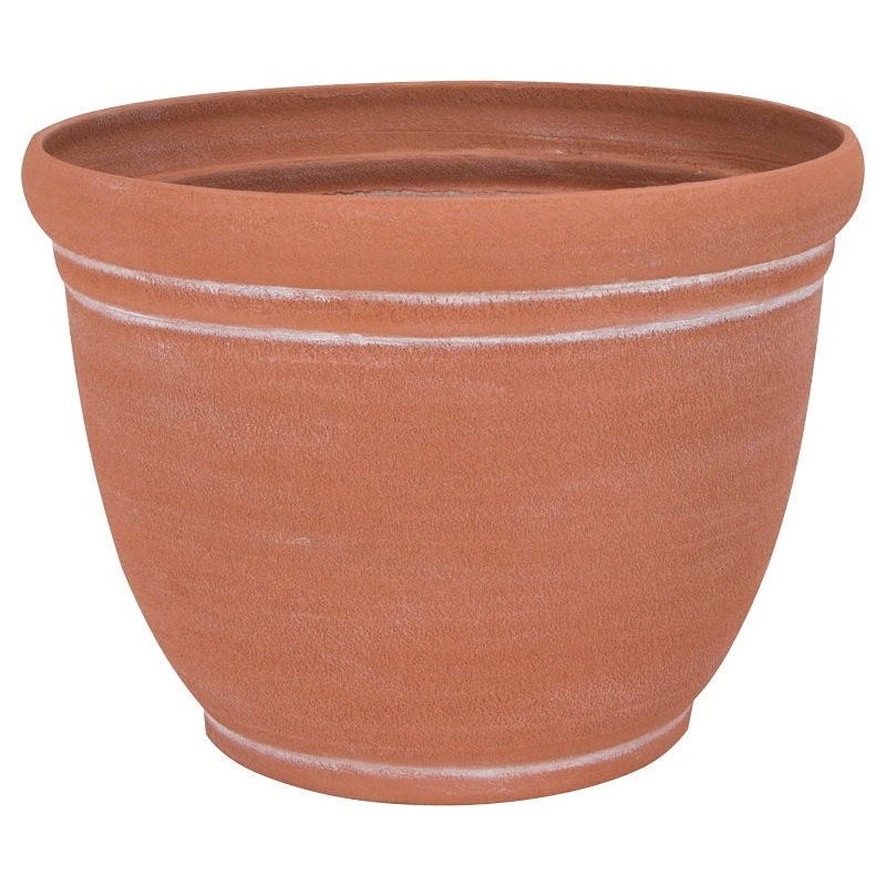 Landscapers Select PT-S058 Planter, 13 in Dia, 9-3/4 in H, Round, Resin, Terra Cotta, Terra Cotta, Pack of 6