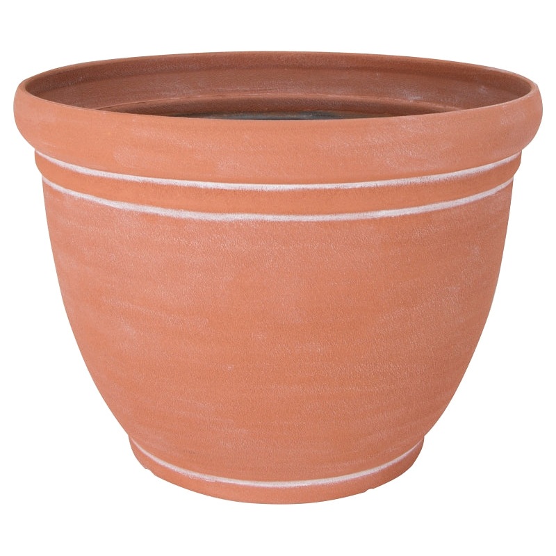 Landscapers Select PT-S060 Planter, 18 in Dia, 13-3/4 in H, Round, Resin, Terra Cotta, Terra Cotta, Pack of 6