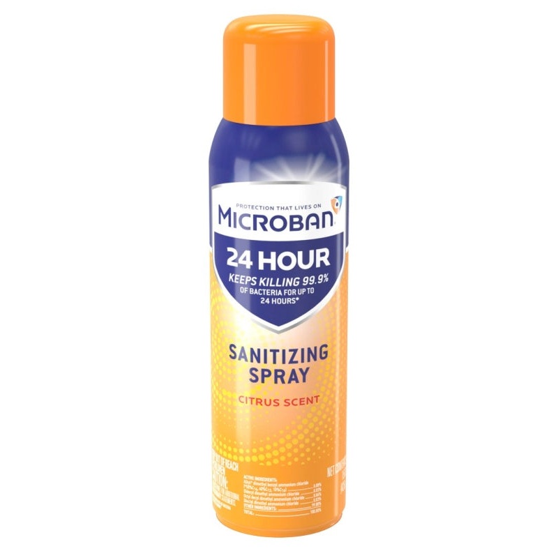 Microban 48626 Disinfectant Sanitizing Spray, 15 fl-oz, Aerosol, Citrus, Clear