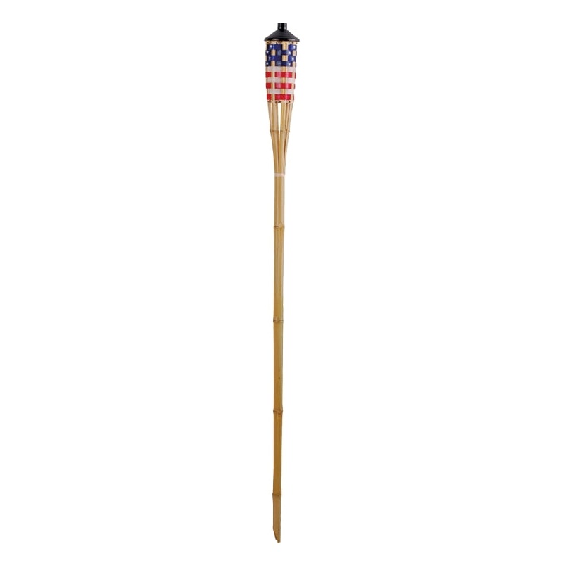 Seasonal Trends Y2570 Stars and Stripes Bamboo Torch, 3.54 in H, Bamboo, Fiberglass, and Metal, Red, White, Blue, Pack of 24