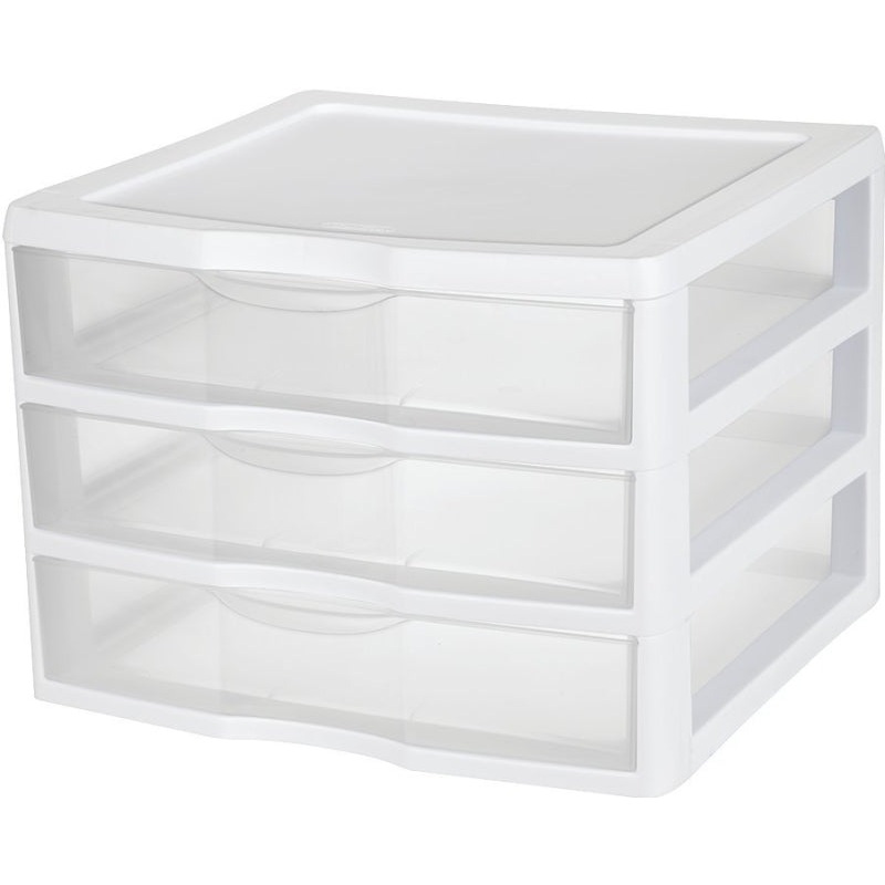 Sterilite 20938003 Wide Drawer Unit, 3-Drawer, Plastic, 14-1/2 in OAW, 14-5/8 in OAH, 10-5/8 in OAD, Pack of 3