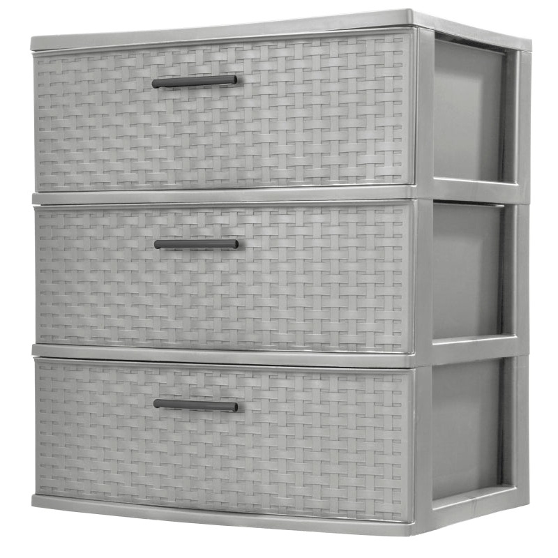 Sterilite Weave 25306A01 Drawer Unit, 3-Drawer, Plastic, 21-7/8 in OAW, 24 in OAH, 15-7/8 in OAD