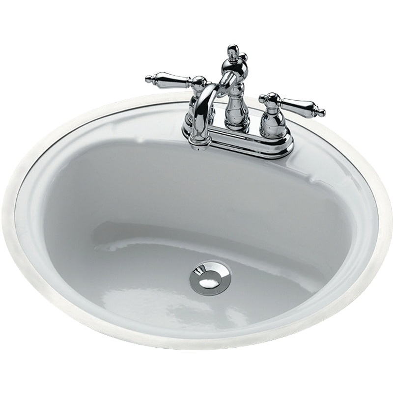 Bootz Daffodil Series 021-2440-00 Lavatory Sink, Oval Basin, 3-Deck Hole, 19 in OAW, 16 in OAH, 7-13/16 in OAD, Steel