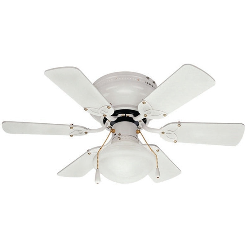 Canarm Twister Series CF3230611S Ceiling Fan, 6-Blade, White Housing, Bleached Oak/White Blade, 30 in Sweep, 3-Speed