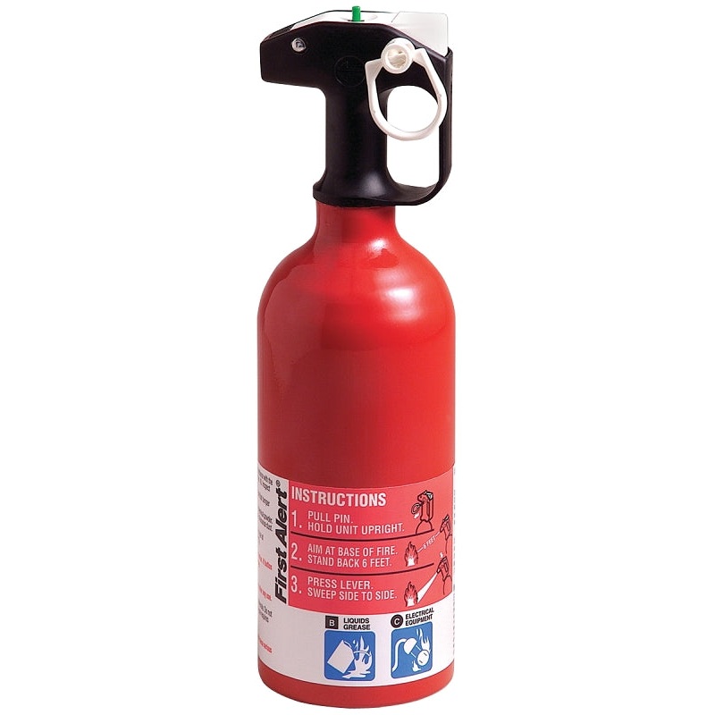 First Alert AUTO5 Fire Extinguisher, 1.4 lb, Sodium Bicarbonate, Pack of 4
