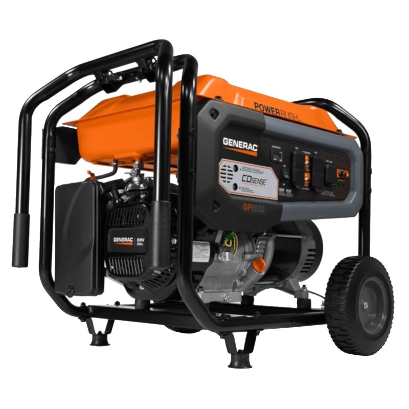 Generac GP 7683 Portable Generator, 54.2/27.1 A, 120/240 V, Gasoline, 6.9 gal Tank, 10.5 hr Run Time, Recoil Start
