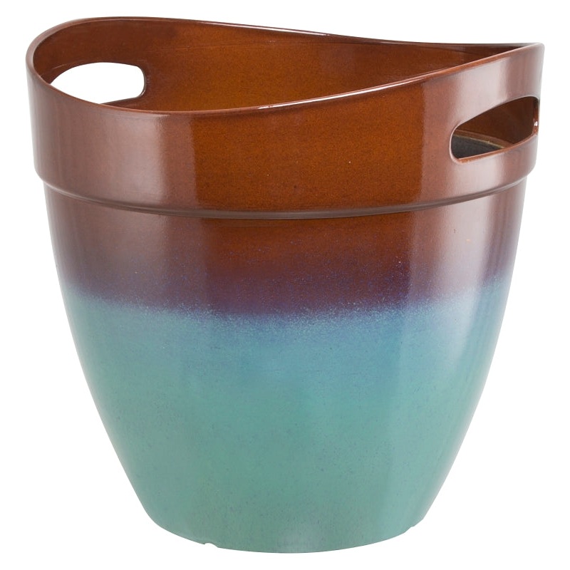 Landscapers Select PT-S039 Planter, 12 in Dia, 11-1/2 in H, Round, Resin, Teal, Teal, Pack of 6