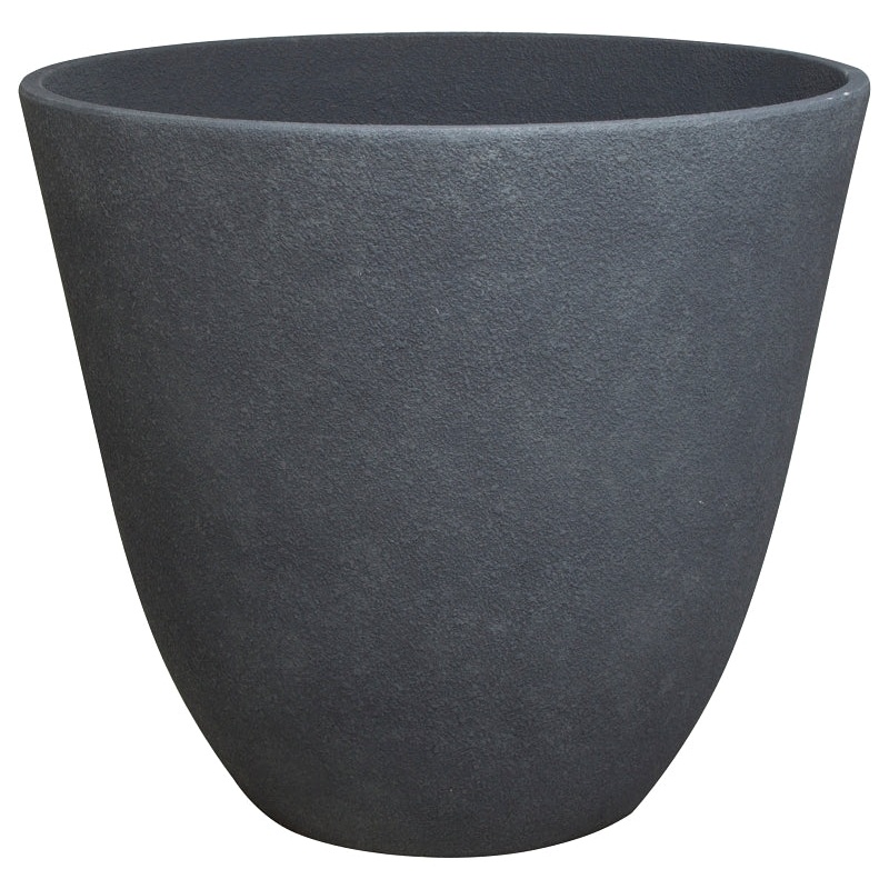 Landscapers Select PT-S044-B Planter, 22 in Dia, 20 in H, Round, Resin, Dark Monzonite, Monzonite, Pack of 4