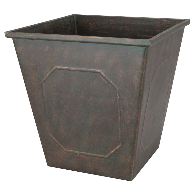 Landscapers Select PT-S046 Planter, 14 in Dia, 14 in H, 14 in W, 14 in D, Square, Resin, Metallic, Metallic, Pack of 6