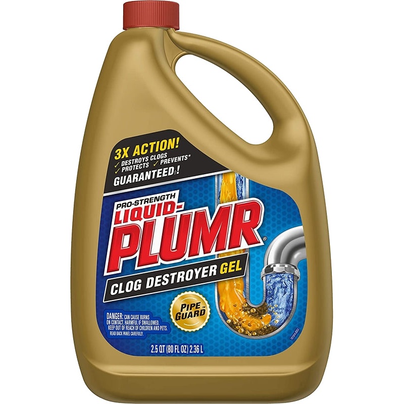Liquid-Plumr 00228 Clog Remover, Liquid, Pale Yellow, Bleach, 80 oz Bottle, Pack of 6