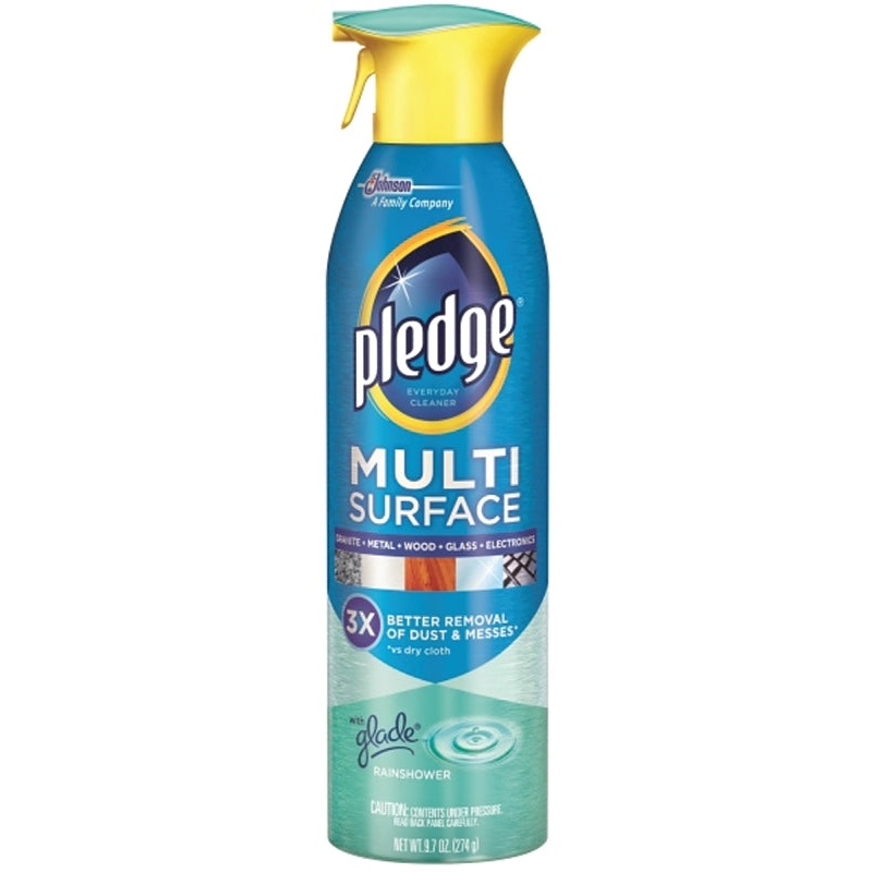 Pledge 72416 Cleaner, 9.7 oz Can, Rain Shower Fresh, Clear