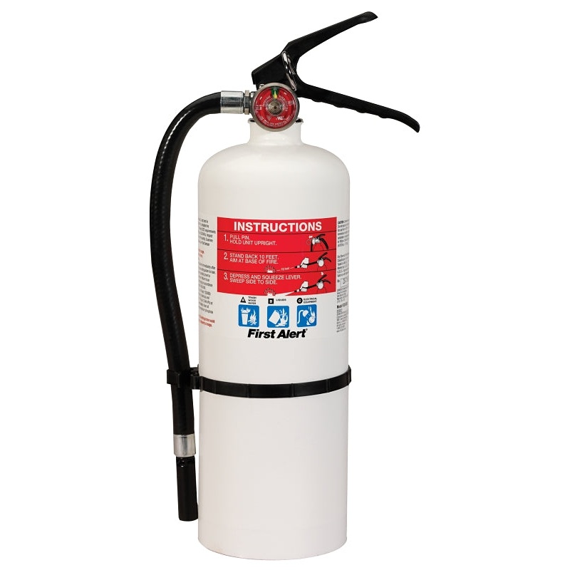 First Alert HOME2 Rechargeable Fire Extinguisher, 5 lb, Monoammonium Phosphate, 2-A:10-B:C Class, Pack of 2