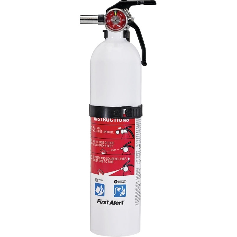First Alert REC5 Rechargeable Fire Extinguisher, 2 lb, Sodium Bicarbonate, 5-B:C Class, Pack of 4