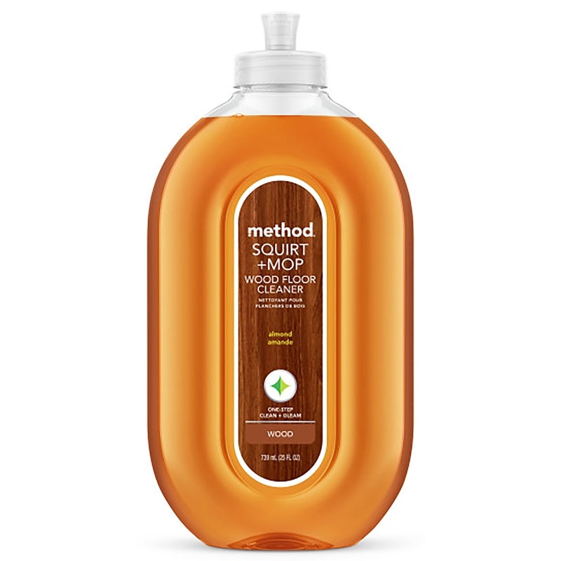 method Squirt + Mop 562 Wood Floor Cleaner, 25 oz Bottle, Liquid, Almond, Amber