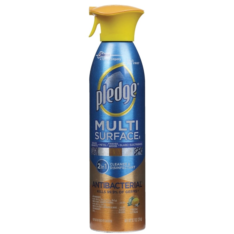 Pledge 72354 Cleaner, 9.7 oz Can, Citrus, Clear
