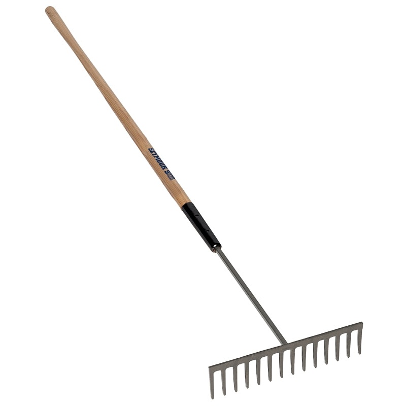 Seymour 63128 Asphalt Rake, 78 in OAL, 4 in L Tine, 14-Tine, Hardwood Handle