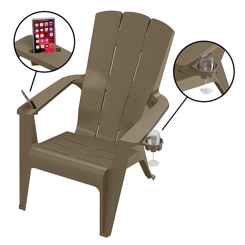 Gracious Living Contour Adirondack 11800-20 Adirondack Chair, Resin Seat, Resin Frame, Woodland Brown Frame