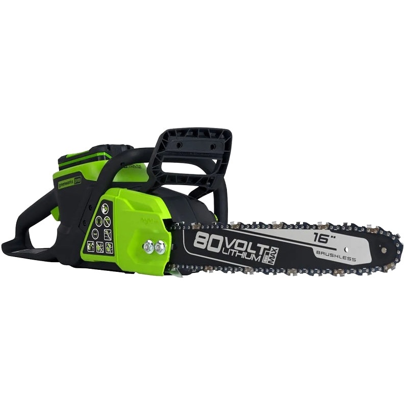 Greenworks 2014002AZ Brushless Chainsaw, Battery Included, 2.5 Ah, 80 V, Lithium-Ion, 28 in Cutting Capacity