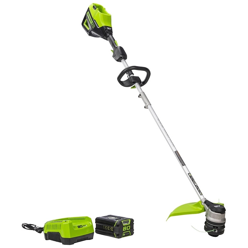 Greenworks 2112302VT Brushless String Trimmer, Battery Included, 2 Ah, 80 V, Lithium-Ion, 0.095 in Dia Line