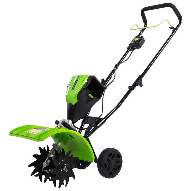Greenworks 2800302 Brushless Cultivator/Tiller, Battery Included, 80 V, 2 Ah, Lithium-Ion, 10 in Max Tilling W
