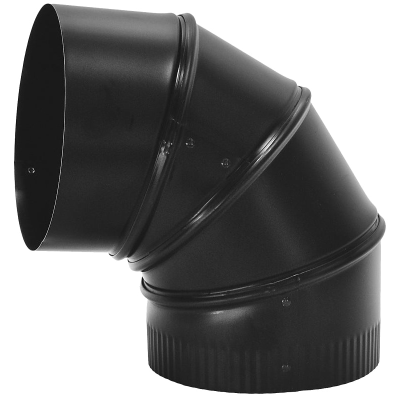 Imperial BM0016 Stove Pipe Elbow, 90 deg Angle, 8 in, 24 Gauge, Steel, Black, Matte, Pack of 4