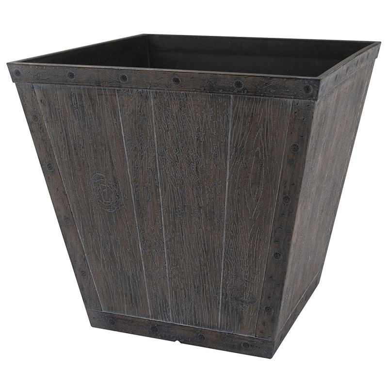 Landscapers Select S161015-12064-A Square Whiskey Barrel Planter, 13-1/4 in H, 14-1/2 In W, Square, High-Density Resin, Pack of 6