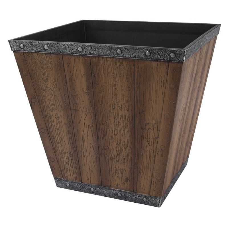 Landscapers Select S161015-12064-B Square Whiskey Barrel Planter, 13-1/4 in H, 14-1/2 In W, Square, High-Density Resin, Pack of 6