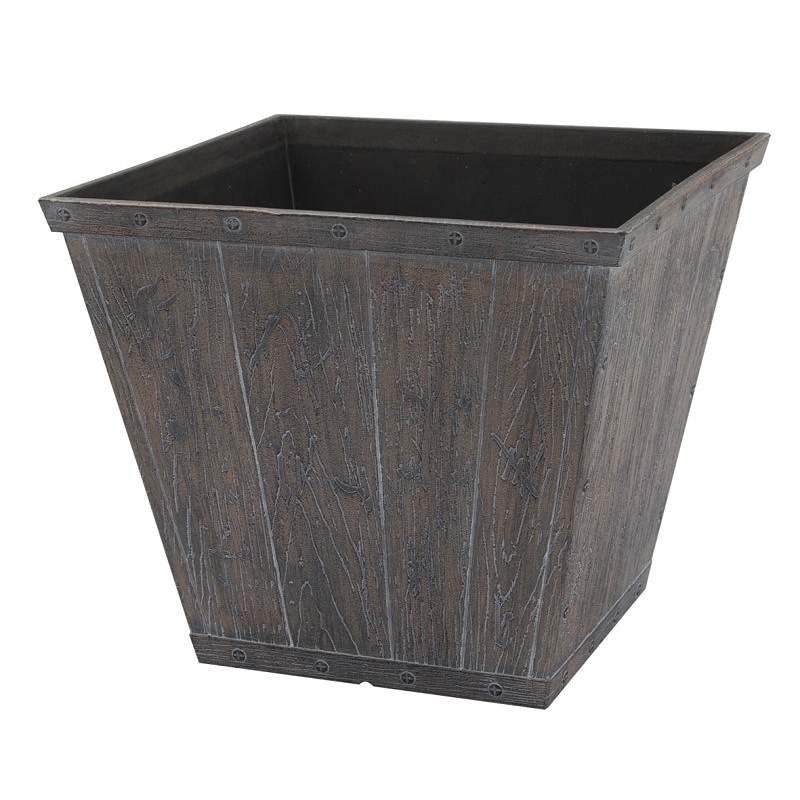 Landscapers Select S17050410-01-A Square Barn Planter, 8-1/2 in H, 10 in W, Square, High-Density Resin, White Wash, Pack of 6