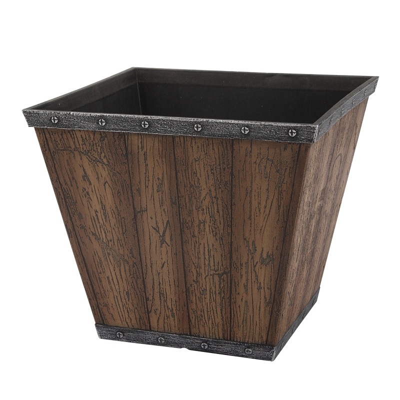 Landscapers Select S17050410-01-B Square Barn Planter, 8-1/2 in H, 10 in W, Square, High-Density Resin, Brown, Brown, Pack of 6