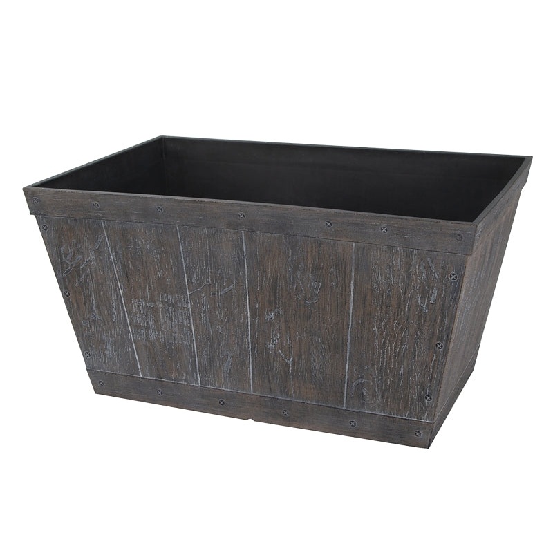 Landscapers Select S17060122-01-A Barn Planter, 12 in H, 24 in W, Rectangle, High-Density Resin, White Wash, White Wash, Pack of 6