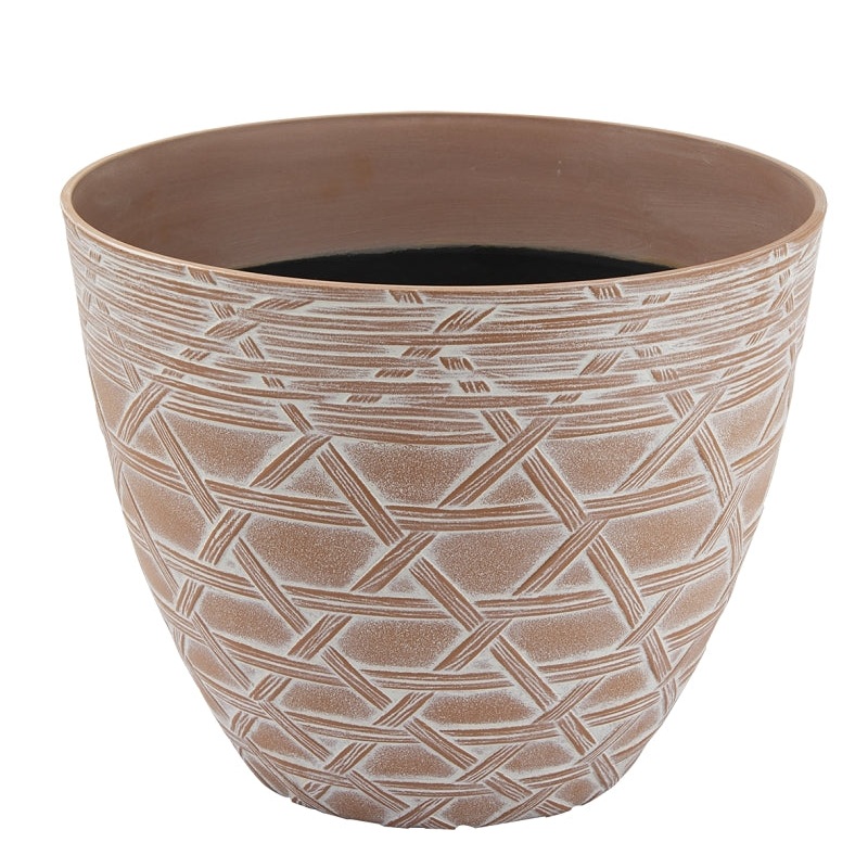 Landscapers Select S18040913-05 Arabesque Planter, 12-1/2 in Dia, 10 in H, Round, High-Density Resin, White Wash, Pack of 6