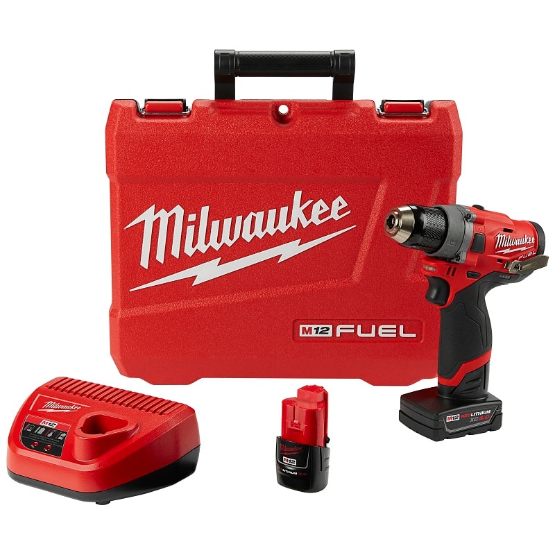 Milwaukee 2503-22 Drill/Driver Kit, Battery Included, 12 V, 2, 4 Ah, 1/2 in Chuck, Keyless Chuck