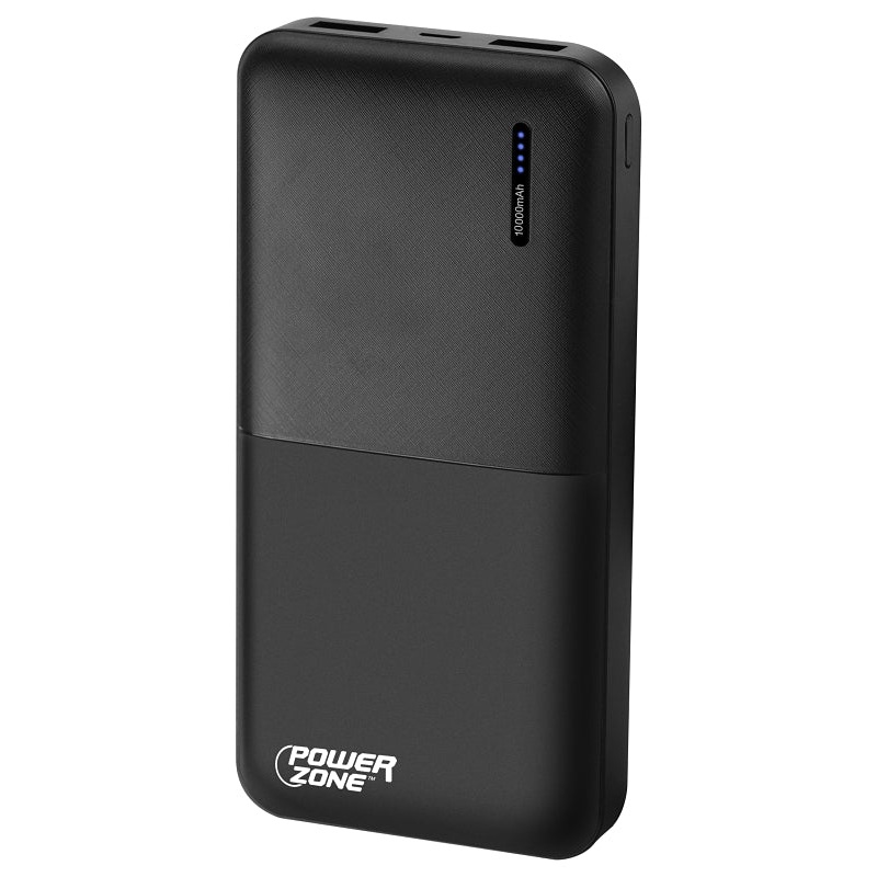 PowerZone S80 Power Bank, 10000 mAh Capacity, Black