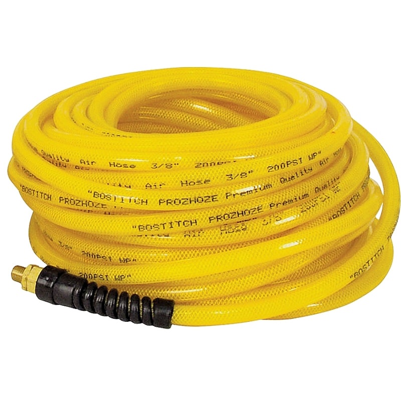 Bostitch PRO-1450 Air Hose, 1/4 in OD, 50 ft L, MNPT, 300 psi Pressure, Polyurethane, Yellow