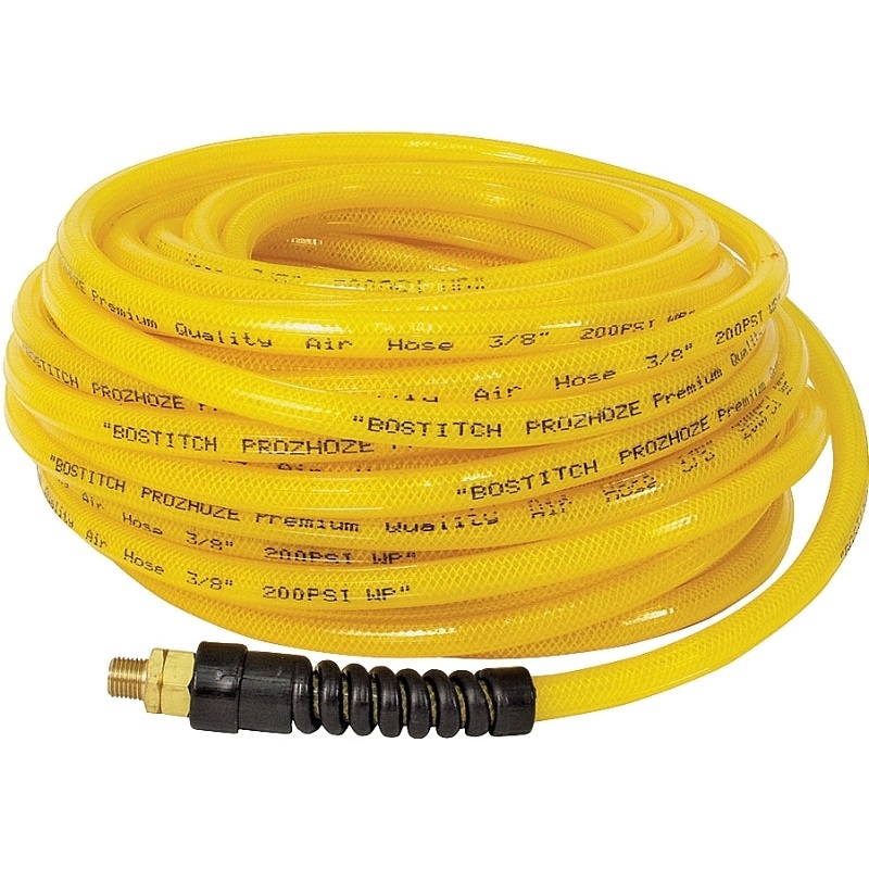 Bostitch PRO-38100 Air Hose, 3/8 in OD, 100 ft L, MNPT, 300 psi Pressure, Polyurethane, Yellow
