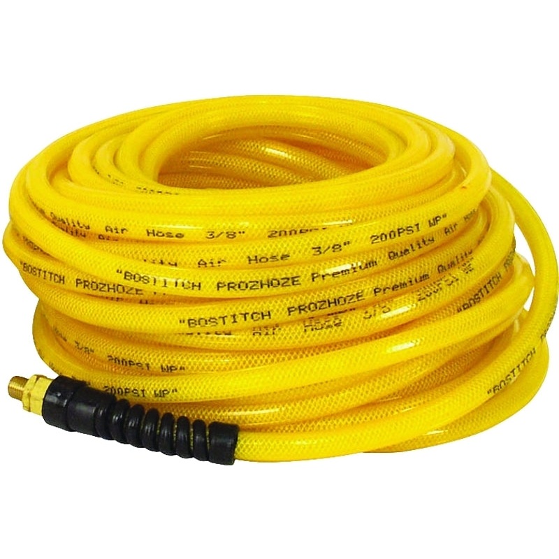 Bostitch PRO-3850 Air Hose, 3/8 in OD, 50 ft L, MNPT, 300 psi Pressure, Polyurethane, Yellow