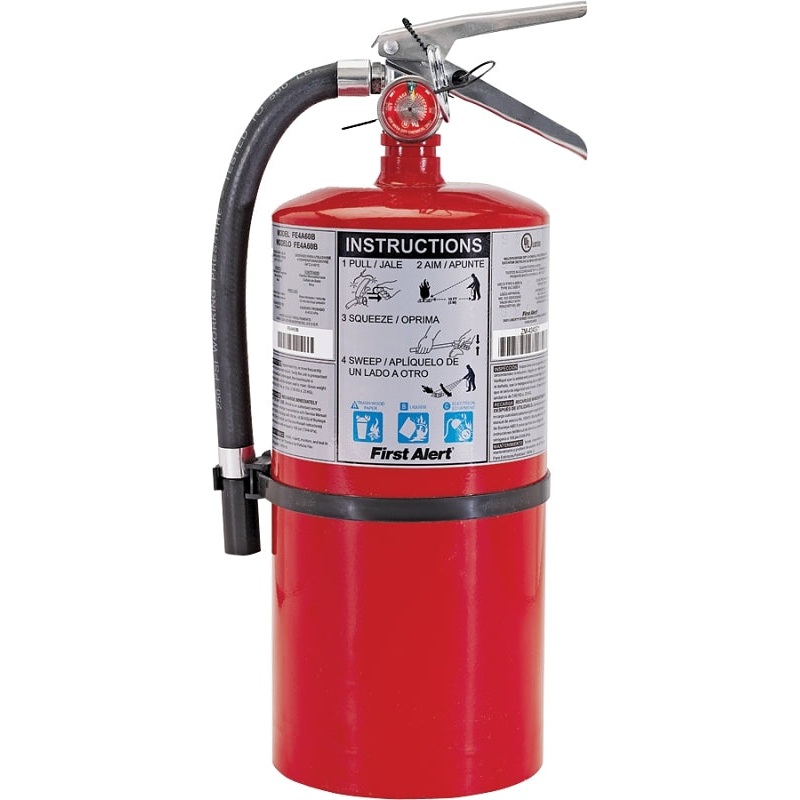 First Alert PRO10 Rechargeable Fire Extinguisher, 10 lb, Monoammonium Phosphate, 4-A:60-B:C Class, Wall, Pack of 2