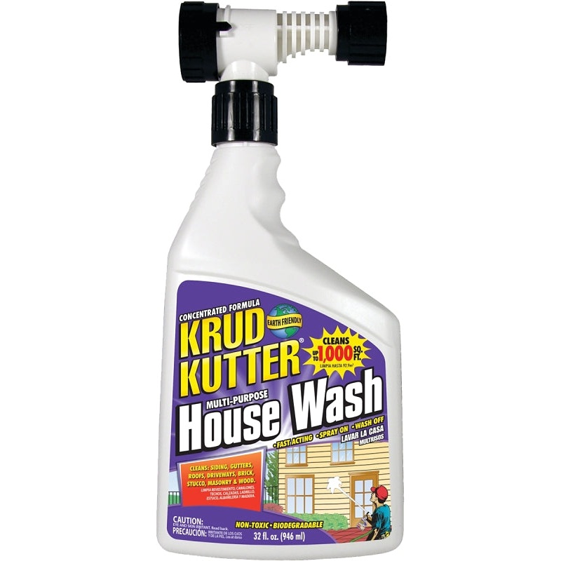Krud Kutter HW32H/4 House Wash Cleaner, 32 oz, Can, Liquid, Mild, Pack of 4